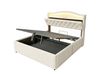 MODFU Lit deux personnes 140 x 200 cm avec tête de lit LED, rangement et USB, beige