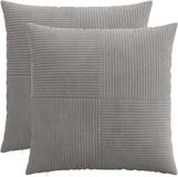 vidaXL - Kussensloop - 2 stuks - ALMELO - Lichtgrijs - 60 x 60 cm - corduroy