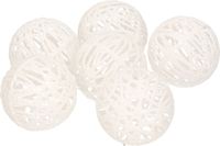 Merkloos / Sans marque Bellatio decorations Kerstballen wit - 6x - dia 5 cm - rotan - glitter - kerstboomversiering