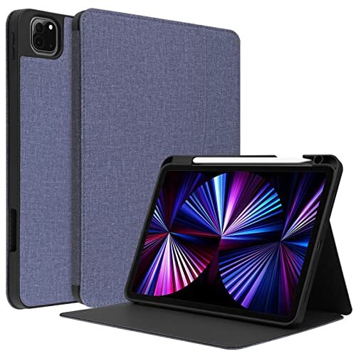 NZBZ Hoesje voor iPad Pro 11 inch 2022/2021/2020/2018 Gen 1/2nd/3rd/4th, standaard + potloodhouder + Auto Wake/Sleep + zachte TPU beschermhoes voor de achterkant