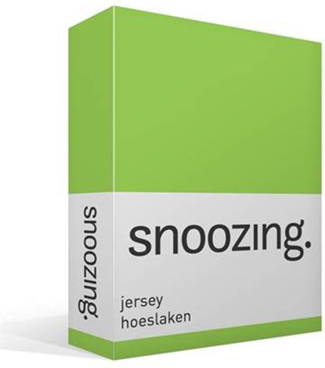 Snoozing Jersey - Hoeslaken - 160x210/220 cm - Lime - Rood