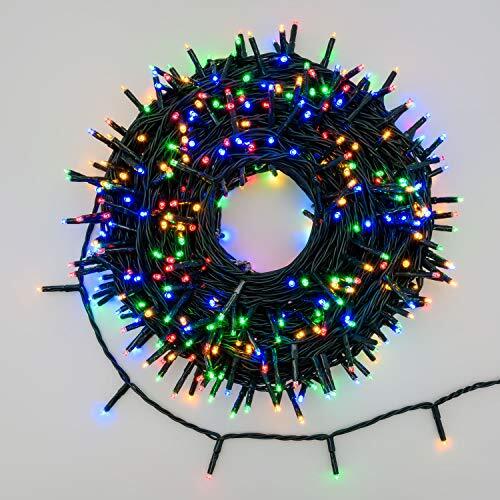 XMASKING Ketting 34,1 m, 480 miniled multicolor plus, (kleuren rood, paars, groen, blauw), groene kabel, met controller 8 kerstspelen, kleurrijke lichten