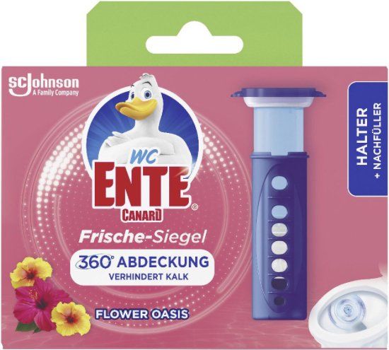WC Ente WC-Eend Fresh Disc Flower Oasis - 1 houder en 1 navulling met 6 discs - 24/7 frisheid - Houdt kalk tegen