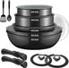 Ensemble de casseroles rustique – Accessoires de cuisine – Ustensiles de cuisine – Casseroles antiadhésives – Revêtement céramique – Avec poignées amovibles – 13 pièces