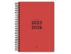 Liderpapel Schoolagenda 25-26, spiraalbinding, rood, 2 dagen, A5, tweetalig, FSC, 70 g.