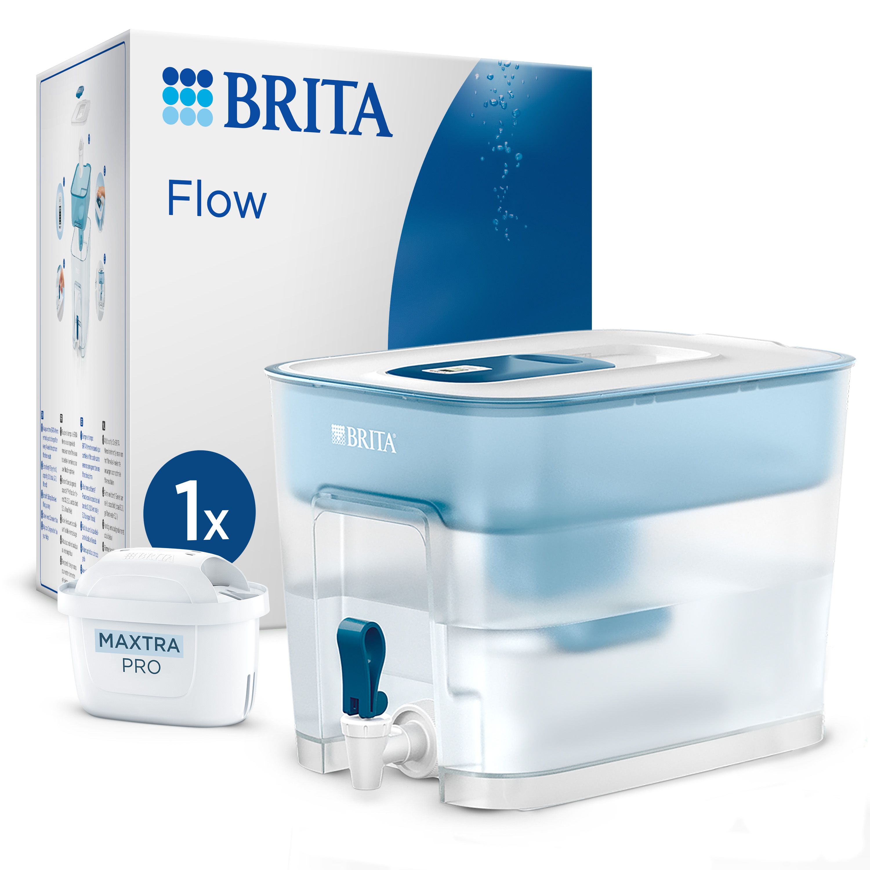 Brita Flow Water Filter Dispenser - 8.2L - Blue/Transparent