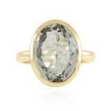 Cavill - Zilveren ring met 6,453 ct groene amethist - 925 sterling zilver verguld - elegante ovale Braziliaanse edelsteen ring - luxe damesring