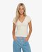 Superdry T-shirt court femme col V froncé coupe ajustée blanc taille 36