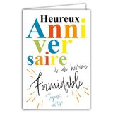 69-8119 FLUO-kaart 69-8119 Happy Birthday voor een geweldige man, altijd bovenaan met envelop 12 x 17,5 cm, grote witte binnentekst om te schrijven, echte fluo-inkt, gemaakt en geproduceerd in Frankrijk