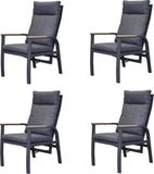 AVH-Collectie Kota dining tuinstoel verstelbaar antraciet aluminium set van 4