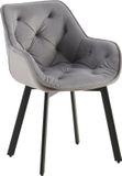 CLP Antigo Eetkamerstoel - Met armleuning - Metalen frame - Velvet - Fluweel/donkergrijs