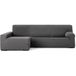 ECOMMERC3 Bankhoes voor chaise longue, lang hoekdeel links, zeer elastisch, bi-elastisch, donkergrijs, met schuim en elastieken, rechts of links