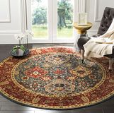 Safavieh Traditioneel tapijt voor woonkamer, eetkamer, slaapkamer - Mahal Collection, korte pool, marineblauw en rood, 120 x 120 cm