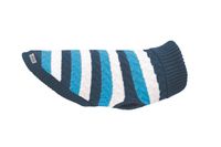 Record - Hondentrui model Lui&Lei. Hondentrui met hoge hals, wit gestreept patroon met blauwe/azuurblauwe tinten, gat riem en pootlussen | Blauw, XL - Ruglengte 50 cm