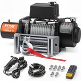 VEVOR Elektrische Lier, 18.000 lbs, 12V DC lier voor vrachtwagens, met stalen kabel van 7/16 inch x 85 voet, draadloze en bedrade afstandsbediening, IP55 waterdicht, geschikt voor het slepen