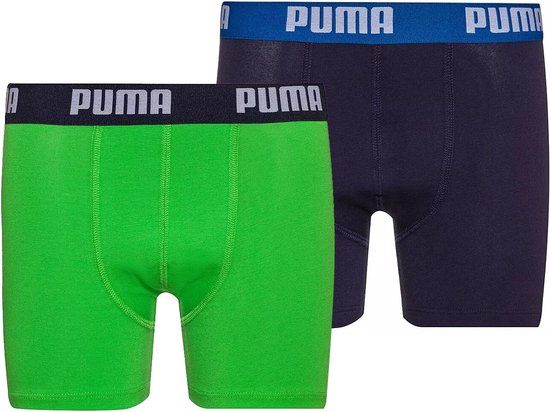 PUMA Jongens Basic Boxershort - Maat 122/128 - Groen/Blauw - 2 stuks