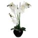 Atmosphera Orchidee bloemen kunstplant in zwarte bloempot - witte bloemen - H53 cm
