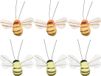 Decoris Paasdecoratie bijen op clip - 6x stuks - 3 x 7 cm - foam - oranje