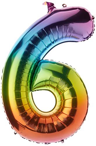 Unique Party Klassieke folieballon - 86 cm - Regenboog - Cijfer 9