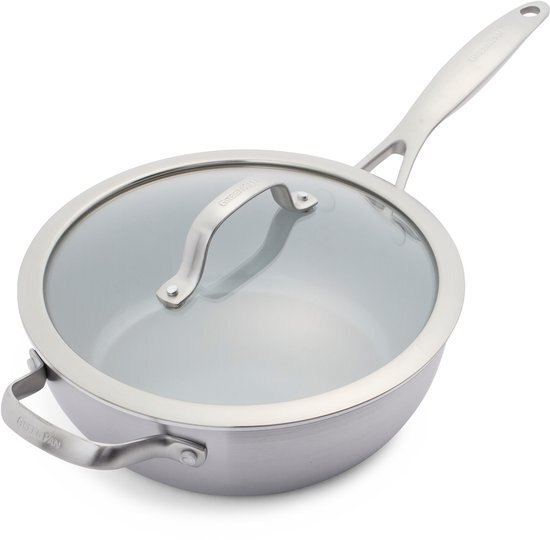 Greenpan CC000015-001 Venetië Pro 3.5QT Keramisch anti-aanbaklaag met handvat helper, roestvrij staal, zwart