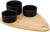 5Five Planche de service bambou - avec 4x coupelles de luxe - 35 x 24 cm - coupelles à tapas et à sauce - noir