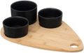 5Five Planche de service bambou - avec 4x coupelles de luxe - 35 x 24 cm - coupelles à tapas et à sauce - noir