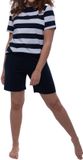 Ammann Dames pyjama Night & Home blauw gestreept korte mouw 100% katoen XL