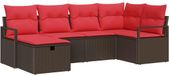 vidaXL Bank 6 zitplaatsen Bruin/Rood Polywood