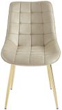 Vente-unique Set van 2 gewatteerde stoelen van fluweel en goudkleurig metaal - Beige - OLLUA