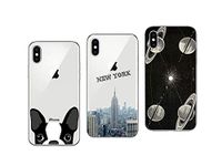 NOVAGO Compatibel met iPhone XS, iPhone X, iPhone 10, 3 stuks, zachte gel, duurzaam, onbreekbaar, schokbestendig, met print fantasiemotief (X3, meerkleurig #1)