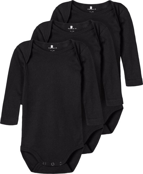 NAME IT NBNBODY 3P LS SOLID BLACK 3 NOOS Unisex Body (Fashion) - Maat 74