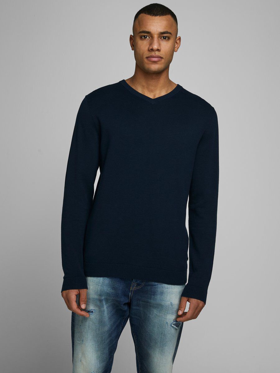 JACK & JONES ESSENTIALS trui JJEBASIC donkerblauw XS - Katoen - Volwassene