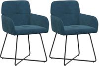 vidaXL Eetstoelen 2 stuks fluweel Blauw 59 x 56,5 x 86 cm