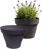 EDA Romeo Pot de fleurs / pot de plantes - 2x - plastique - anthracite - D17 x H13 cm - intérieur et extérieur