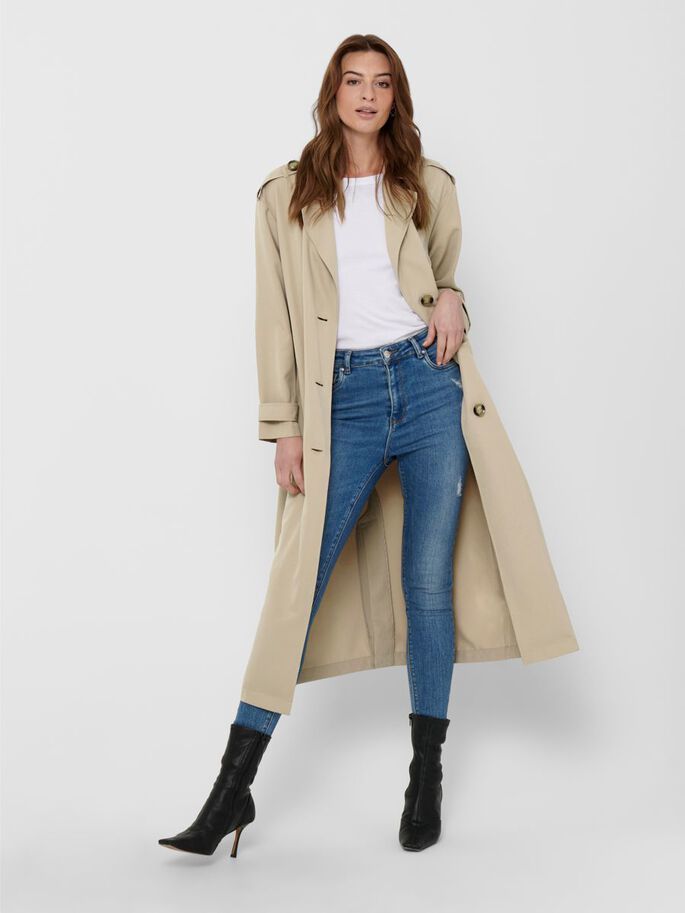 ONLY 15217799 Beige Women's Coat - Size L