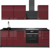Vicco Complete keukeneenheid Fame-Line, Bordeauxrode hoogglans/Antraciet, 230 cm