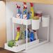 Unyqoos® Unité de rangement multifonctionnelle et extensible pour cuisine et salle de bain, blanc, 2 niveaux avec un tiroir en bas, 4 porte-gobelets et 8 crochets, montage sans outil