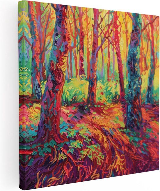 Artaza Canvas Schilderij Bomen in Bos - 40x40 cm - Canvas Print