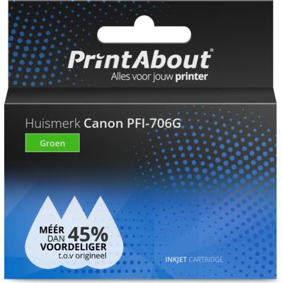 PrintAbout Huismerk Canon PFI-706G Inktcartridge Groen Hoge capaciteit