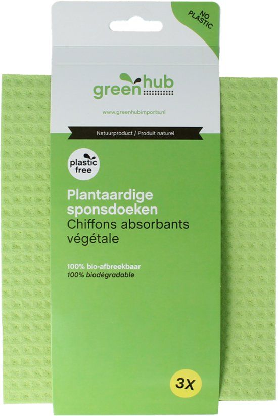 Greenhub Sponsdoeken plantaardig 3 Stuks Groen