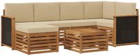 vidaXL - Buiten - bank - set - 6 - st - Naturel - Massief - Acacia - Hout - en - Polyester