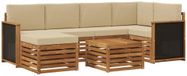 vidaXL - Extérieur - canapé - set - 6 - p - Naturel - Acacia massif - Bois - et - Polyester
