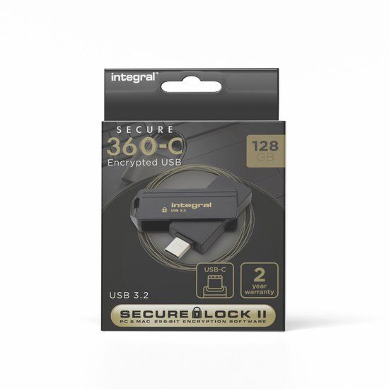 Integral INFD128GB360CSEC3.2 USB flash drive 128 GB Zwart;Goud