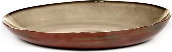 Serax Terres de Rêves Serveerschaal XL - 35.5 cm - Misty Grey / Rust