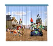 AG Design Heroes of Toy Story in The City Disney gordijnen voor de kinderkamer, 2 stuks, meerkleurig, 180 x 160 cm