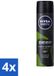 Nivea Men Deep Black Carbon Amazonia Déodorant Spray - 4 x 150 ml
