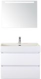 BES LED Maxx XL Badmeubelset 80 cm - Wit Hoogglans - Wastafel Kube 1 Kraangat met Sence Spiegel