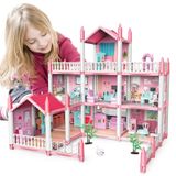 Maison de poupées - 3 étages - 9 pièces - Rose - 52,1 x 40,6 x 47,6 cm - Pour filles à partir de 6 ans