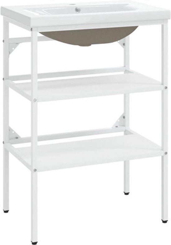 vidaXL Wastafelframe met inbouwwastafel ijzer wit