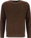 OLYMP Casual modern fit trui structuur - katoenmengsel - O-hals - bruin